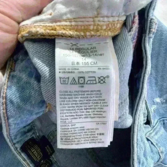 Girls Gap Collaboration Pendleton Girlfriend Jeans Size 14 Distressed Flannel - Picture 5 of 6